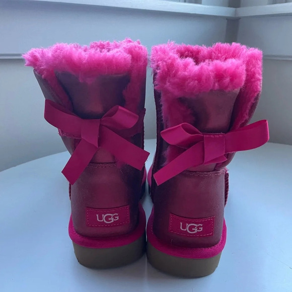 UGG Pink Ankle Boots with Bow - Picture 4 of 16